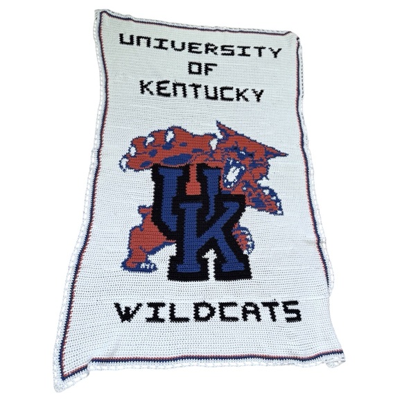 Other - Vintage Handmade University of Kentucky Wildcats Crochet Afghan Blanket 68x40